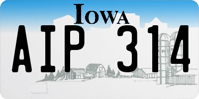 IA license plate AIP314
