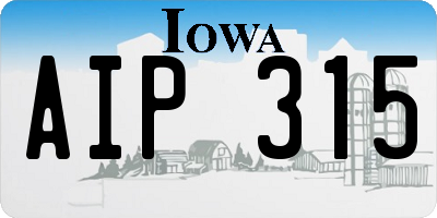 IA license plate AIP315