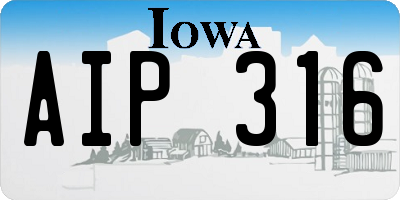 IA license plate AIP316
