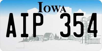IA license plate AIP354