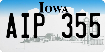 IA license plate AIP355