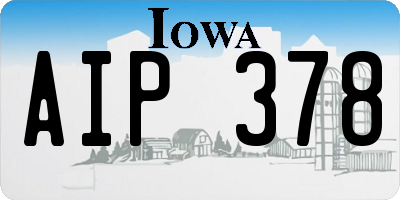 IA license plate AIP378