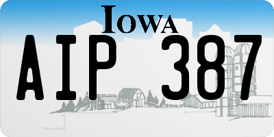 IA license plate AIP387