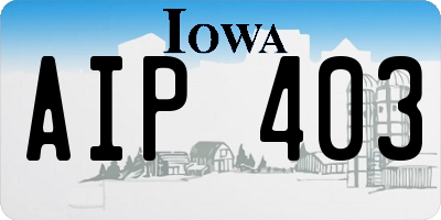 IA license plate AIP403