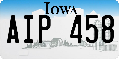 IA license plate AIP458