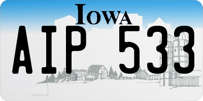 IA license plate AIP533