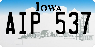 IA license plate AIP537
