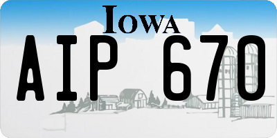 IA license plate AIP670