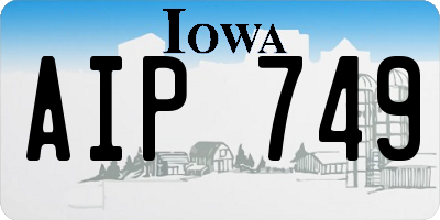 IA license plate AIP749