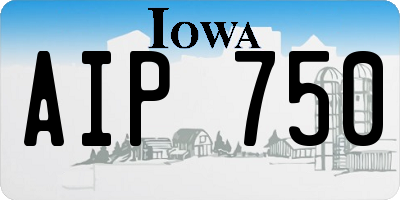 IA license plate AIP750