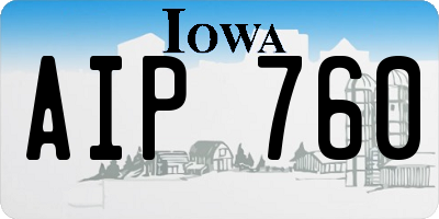 IA license plate AIP760