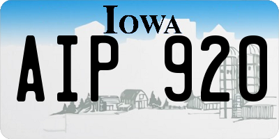 IA license plate AIP920