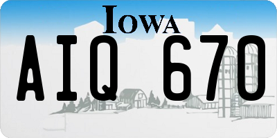 IA license plate AIQ670