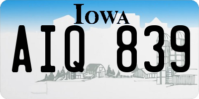 IA license plate AIQ839