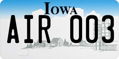 IA license plate AIR003
