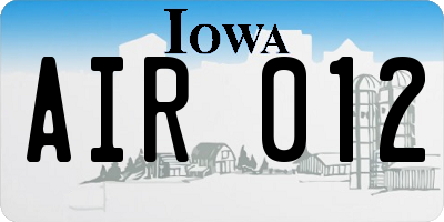 IA license plate AIR012