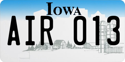 IA license plate AIR013