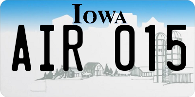 IA license plate AIR015