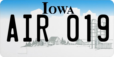 IA license plate AIR019
