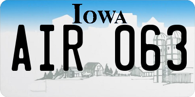 IA license plate AIR063