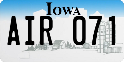 IA license plate AIR071