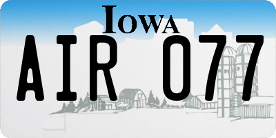 IA license plate AIR077