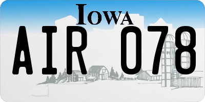 IA license plate AIR078