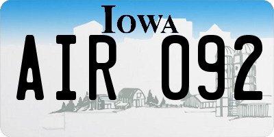 IA license plate AIR092
