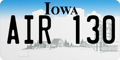IA license plate AIR130