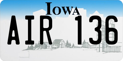IA license plate AIR136