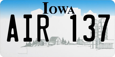 IA license plate AIR137