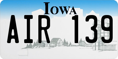 IA license plate AIR139
