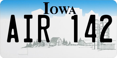 IA license plate AIR142