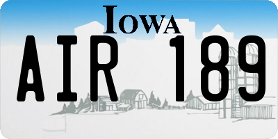 IA license plate AIR189