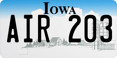 IA license plate AIR203