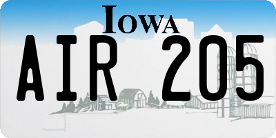 IA license plate AIR205
