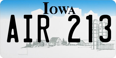 IA license plate AIR213