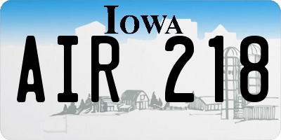 IA license plate AIR218