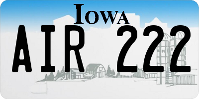 IA license plate AIR222