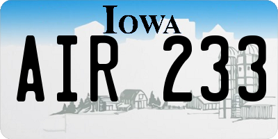 IA license plate AIR233