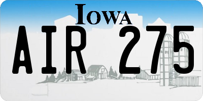 IA license plate AIR275