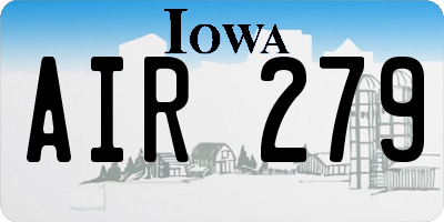 IA license plate AIR279