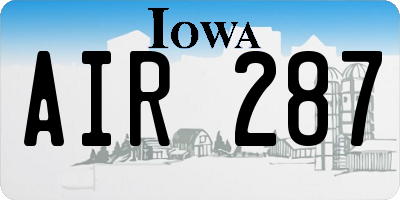 IA license plate AIR287