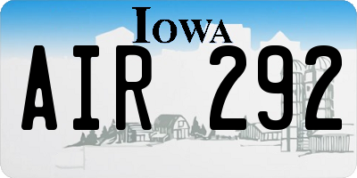 IA license plate AIR292