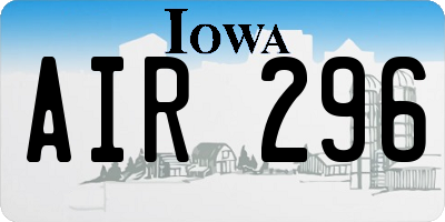 IA license plate AIR296