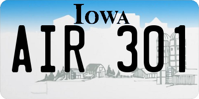 IA license plate AIR301