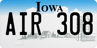 IA license plate AIR308