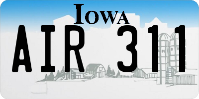 IA license plate AIR311