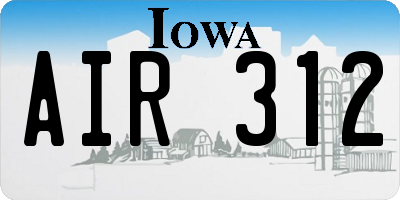 IA license plate AIR312