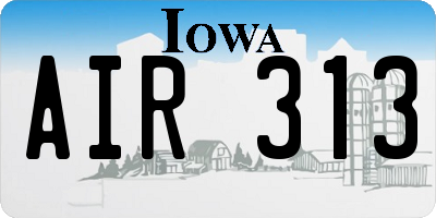 IA license plate AIR313
